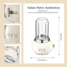 Portable Manual/Powerable (with effort for manual operation) Personal Blender with 14oz Glass Jar & 4-Blade System - Retro Handheld Blender for Smoothies, Shakes, Juices - for, Travel, Camping - Heavy-Duty 20000r Motor