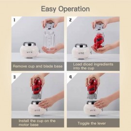 Portable Manual/Powerable (with effort for manual operation) Personal Blender with 14oz Glass Jar & 4-Blade System - Retro Handheld Blender for Smoothies, Shakes, Juices - for, Travel, Camping - Heavy-Duty 20000r Motor