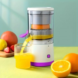 4 color options - portable citrus juicer - multifunctional, automatic orange juice and lemon juicer, detachable design, USB rechargeable battery, food grade PP material, button control - perfect for drinking fresh juice at home.