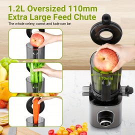 Slow Masticating Juicer with 4.35'' Wide Feed Chute - Compact Cold Press Juicer for Home & Travel, High Juice Yield, Easy to Clean, Durable Food-Grade Plastic Design, Portable Juicer, Kitchen Appliance, Modern Kitchenware, Easyclean Material
