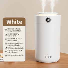 High-Capacity Dual-Outlet Nebulizer & Humidifier with Quiet Operation, USB- Portable Mist Maker, Night & Top-Fill - Suitable for Home, Bedroom, Office - Compact Air Humidifier for Small Rooms (<10㎡)
