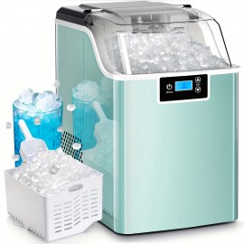 Countertop Ice Maker, 28 Lbs/24 Hrs, 9 Bullet Ice Cubes In 6 Minutes | Nugget Ice Makers Countertop, 45lbs/24H Pebble Ice Maker Machine With Self-Cleaning, Stainless Steel Housing, With 2.5qt Water Reservoir For Home/kitchen/office