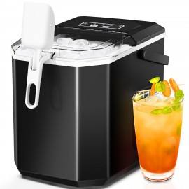Ice Makers Countertop,, Portable Ice Machine with Handles, Self-Cleaning Ice Makers with Basket And Scoop, 9 Cubes In 6 Mins, 26 Lbs Per Day, Suitable for Kitchen, Office, Party, Presents