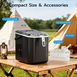 Countertop Ice Machine, with a 1.5 Liter Removable Water Tank, 24 Hours Timer, Automatic Cleaning Function, Up to 35 Pounds of Ice Every Day, 9/ 6-13 Minutes, Portable Ice Maker, Summer Is Cool, Smoothies, Visible Cistern, Holiday Gifts, Outdoor