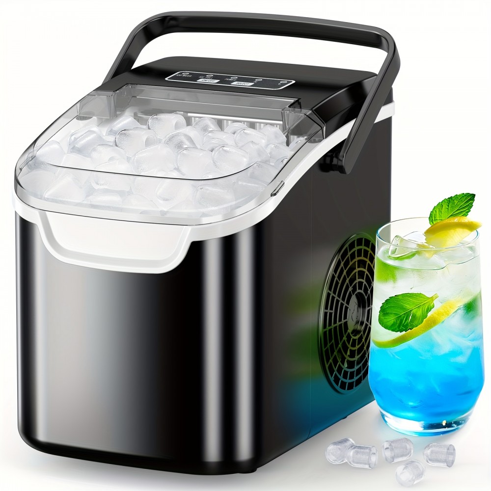 35Lbs Nugget Ice Maker And 27Lbs Bullet Ice Maker, Soft Chewable Crushed Ice Maker Machine, Portable Ice Maker Countertop, 9 Bullet Ice Cubes In 6-9 Mins, Auto-Cleaning Portable Ice Maker With Basket And Scoo, For Home/Kitchen/Camping/RV